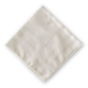 Antique Midcentury White Linen Cross Stitch Striped Handkerchief